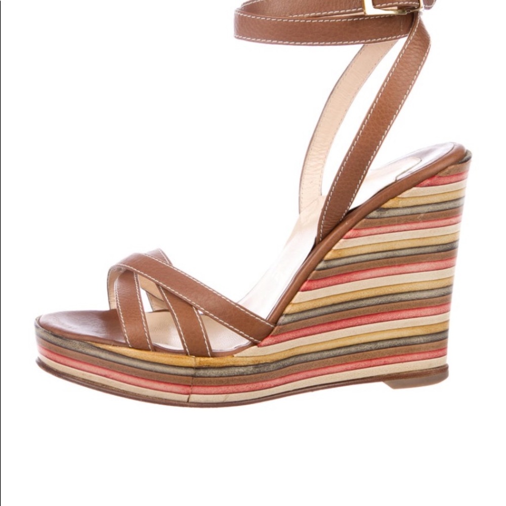 Christian Louboutin Leather Wedge Sandals